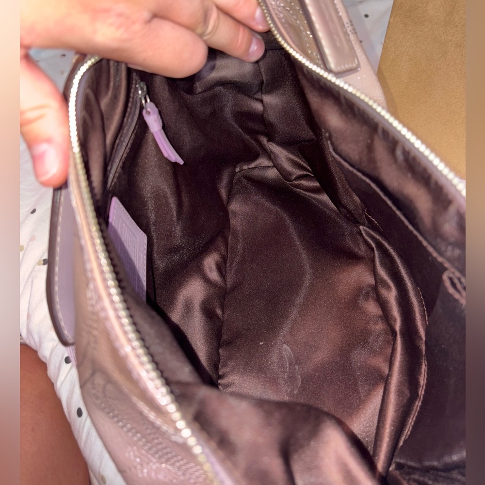 Coach Champagne Shoulder Bag with Purple Accents - Picture 9 of 11